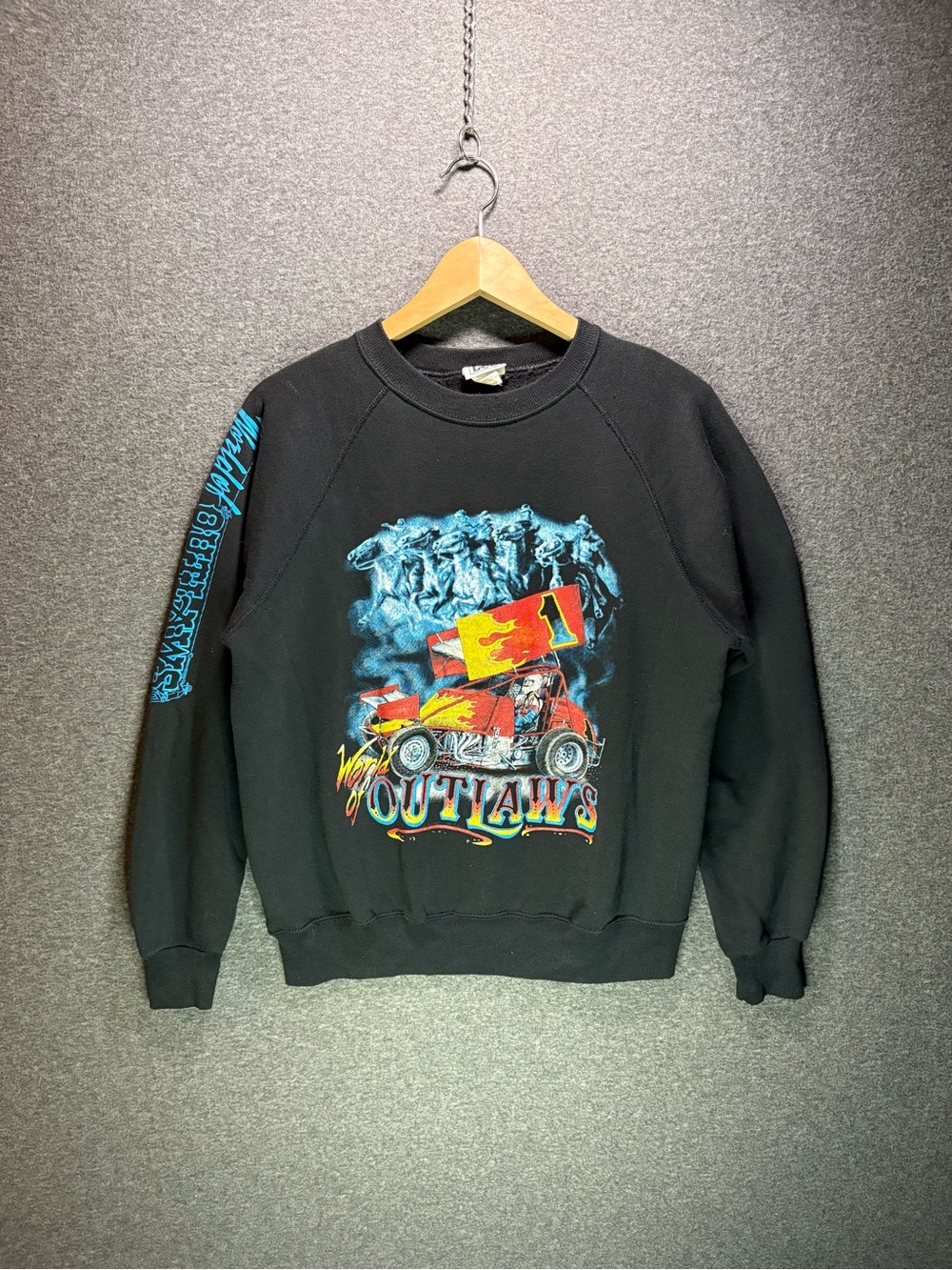 Vintage 1990s World of Outlaws Sprint Car Racing Graphic Sweatshirt / XL